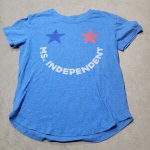 The Print Shop Graphic Tee Girls M 8 Blue Ms Independent Star Smiley Face Shirt